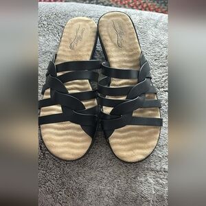 Easy Street Sherri Comfort Wave Black Strappy Sandals Boho Revival Cottage Core